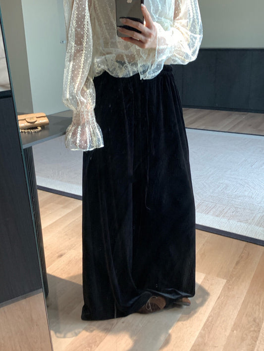 // 氣質絲絨休閒全長褲