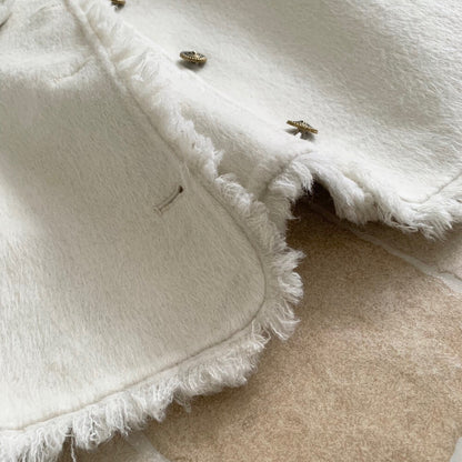 回饋價！// 氣質流蘇邊小香風100%羊毛雙面手工外套