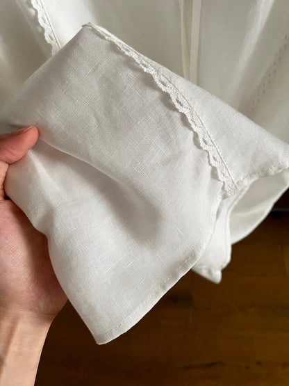 // 麻質通花刺繡背心+花邊中裙套裝(可分開單買)