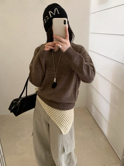 // 98%綿羊毛混點無縫一體連帽NT