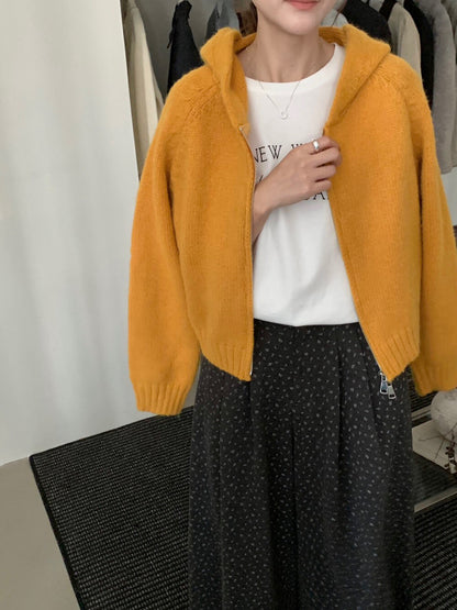 // 鬆弛氛圍感慵懶連帽雙拉鍊冷外套