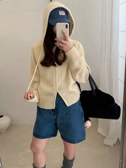 // 軟糯感20%羊毛上下拉鍊連帽CD