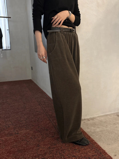 P40 / 超舒服柔軟壓褶束腳休閒糯米褲(連腰帶)