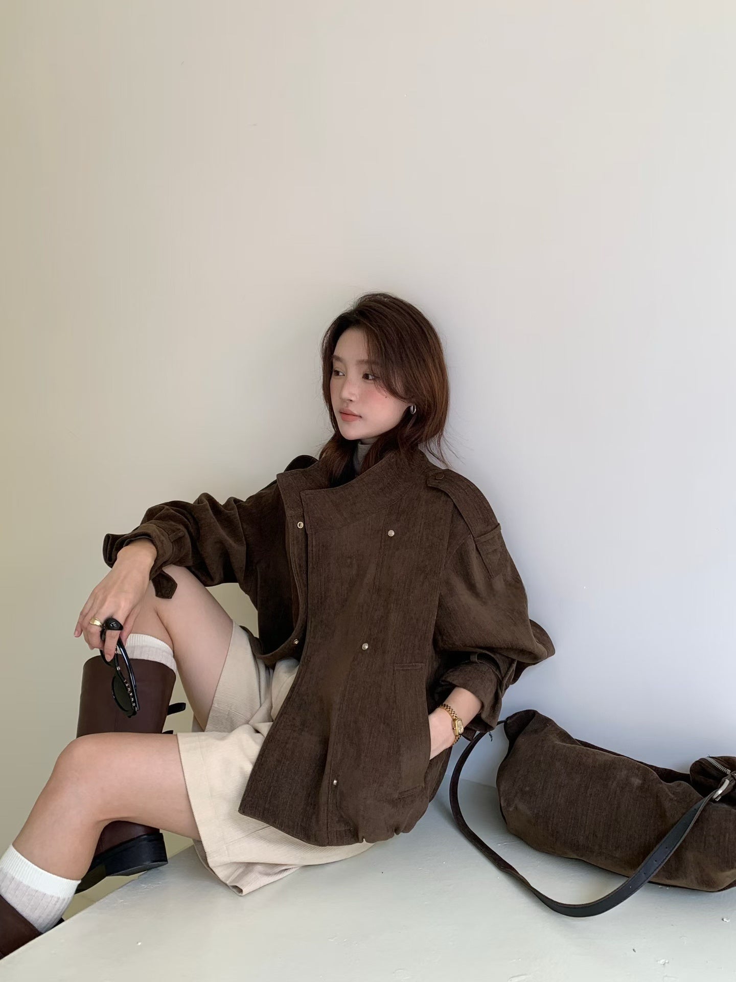 // 超韓立領霧面質感外套