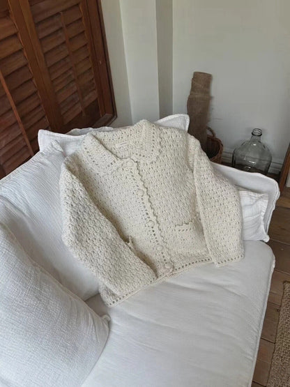 // 重工手工鈎花包扣口袋翻領CD