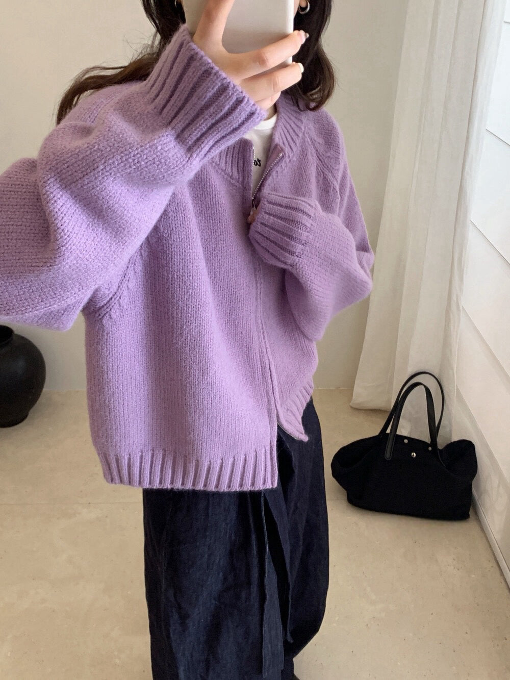 // 檔口爆款10色落肩拉鍊圓領CD