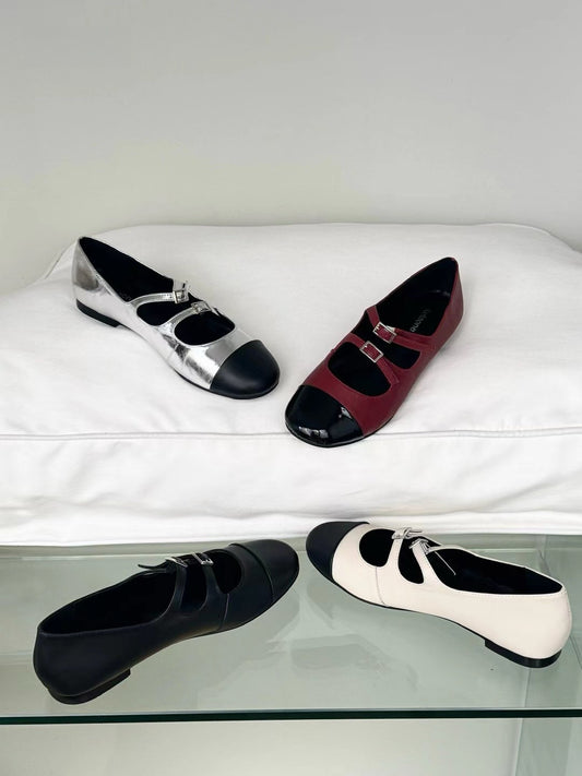 // 雙帶拼色深口Maryjane