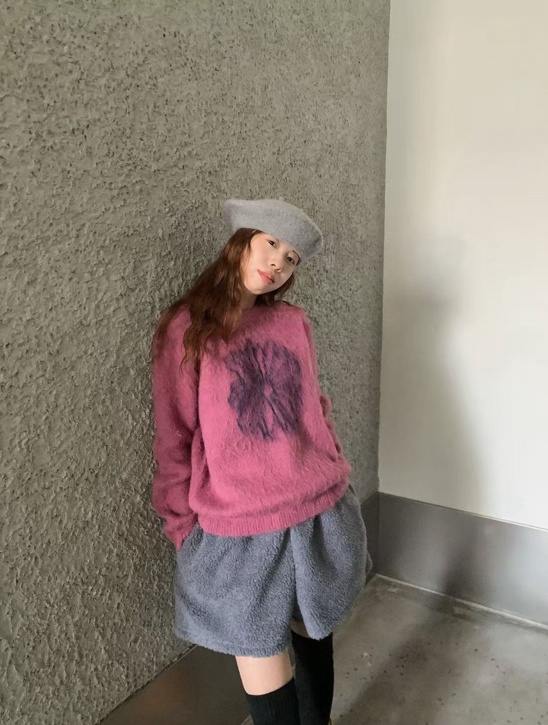 // 溫柔毛茸感雛菊拉絨毛衣