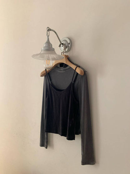 // 高級感絲絨疊穿小吊帶