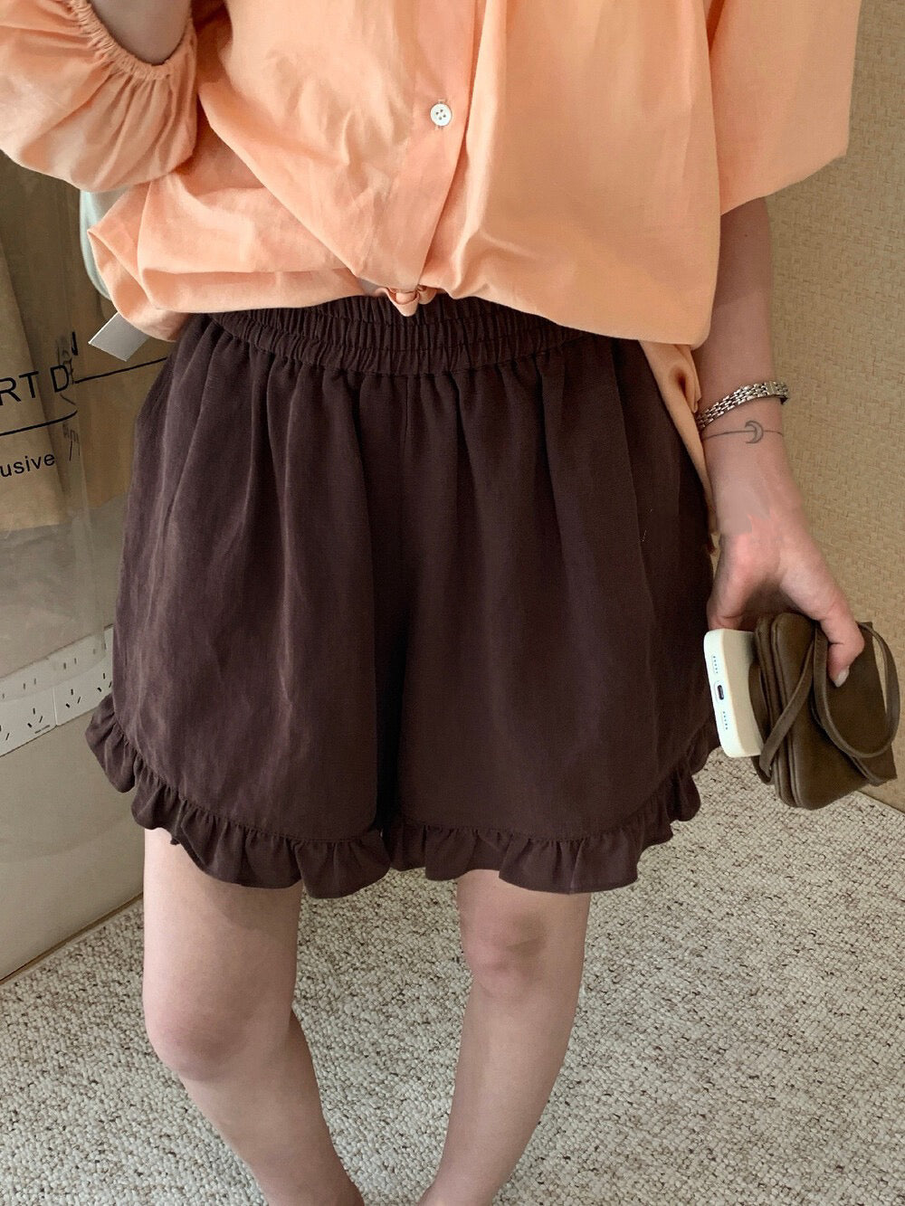 // 超舒服麻質花邊腳短褲