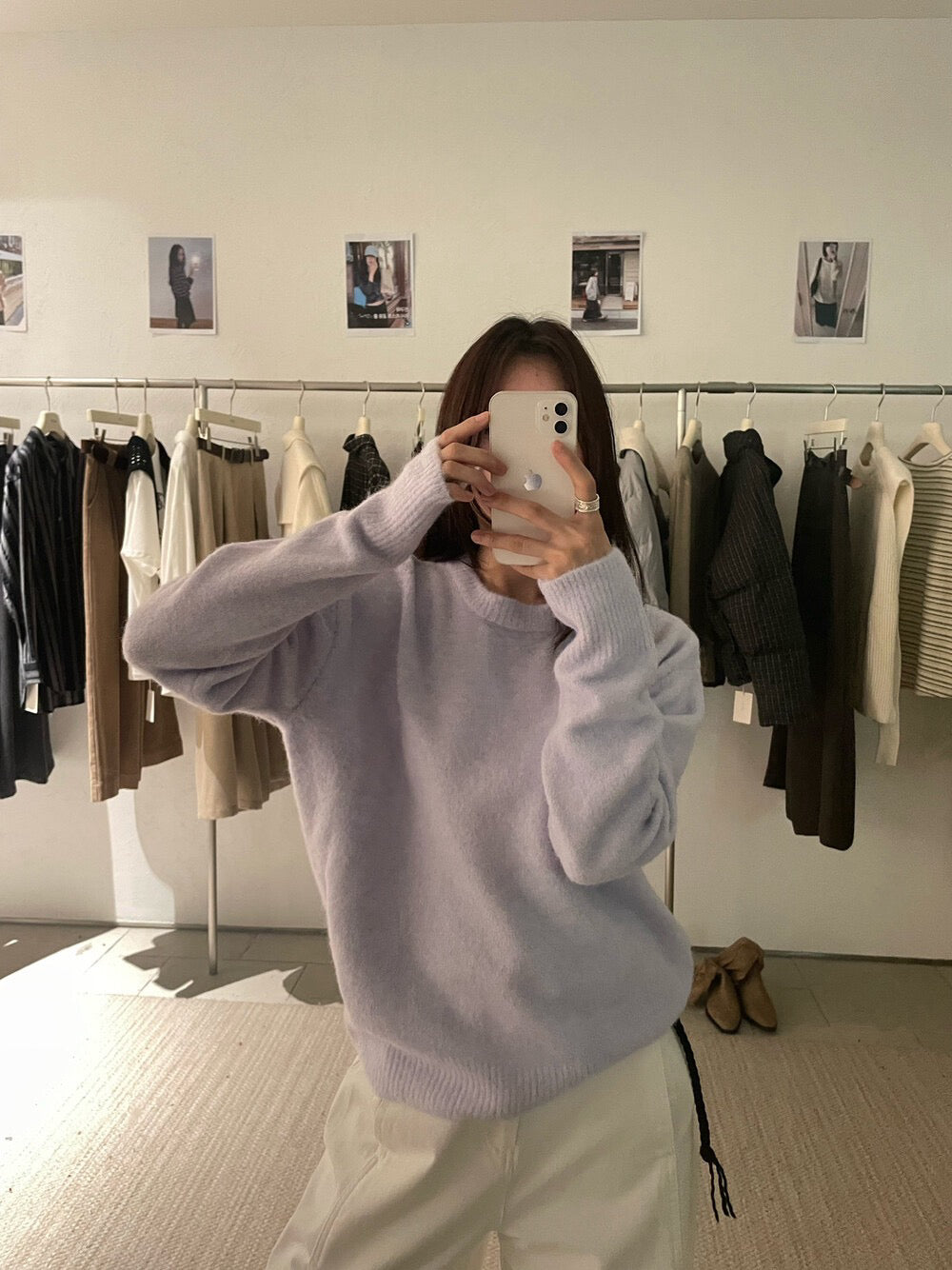 // 軟糯感糖果色系圓領毛衣