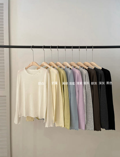 // 5%fine wool超親膚大彈性木耳邊TEE