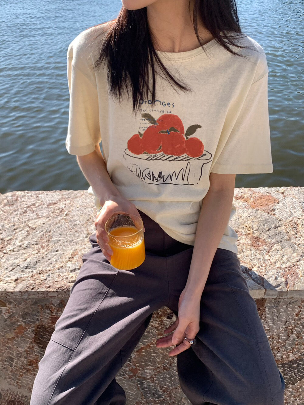 🍅 水果印花圖案棉質TEE￼