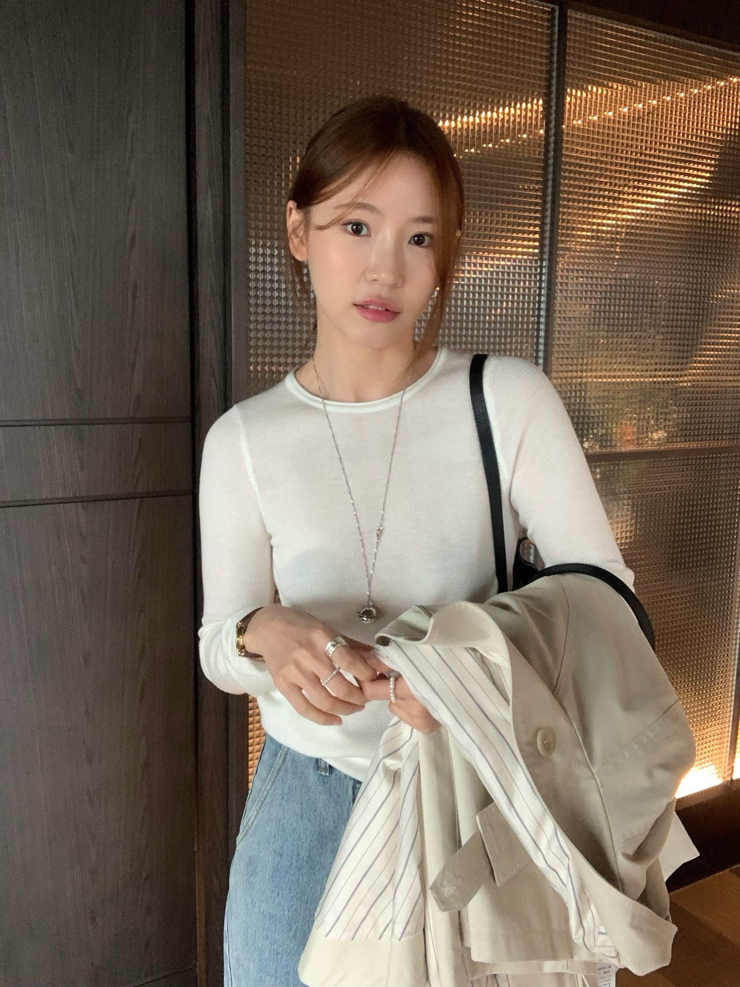 // 桑蠶絲+絲光羊毛親膚顯瘦薄針織￼