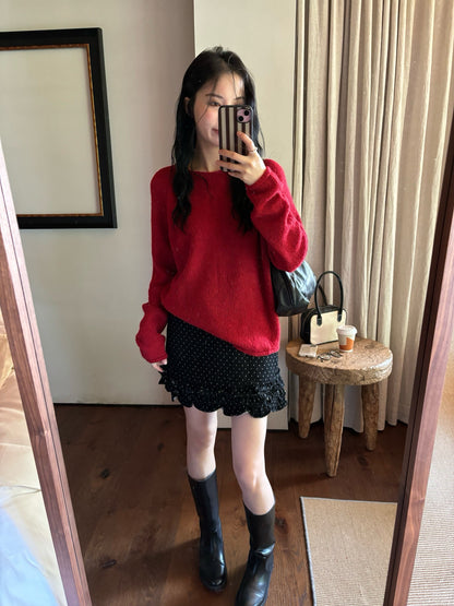 // 超美色系慵懶落肩針織上衣