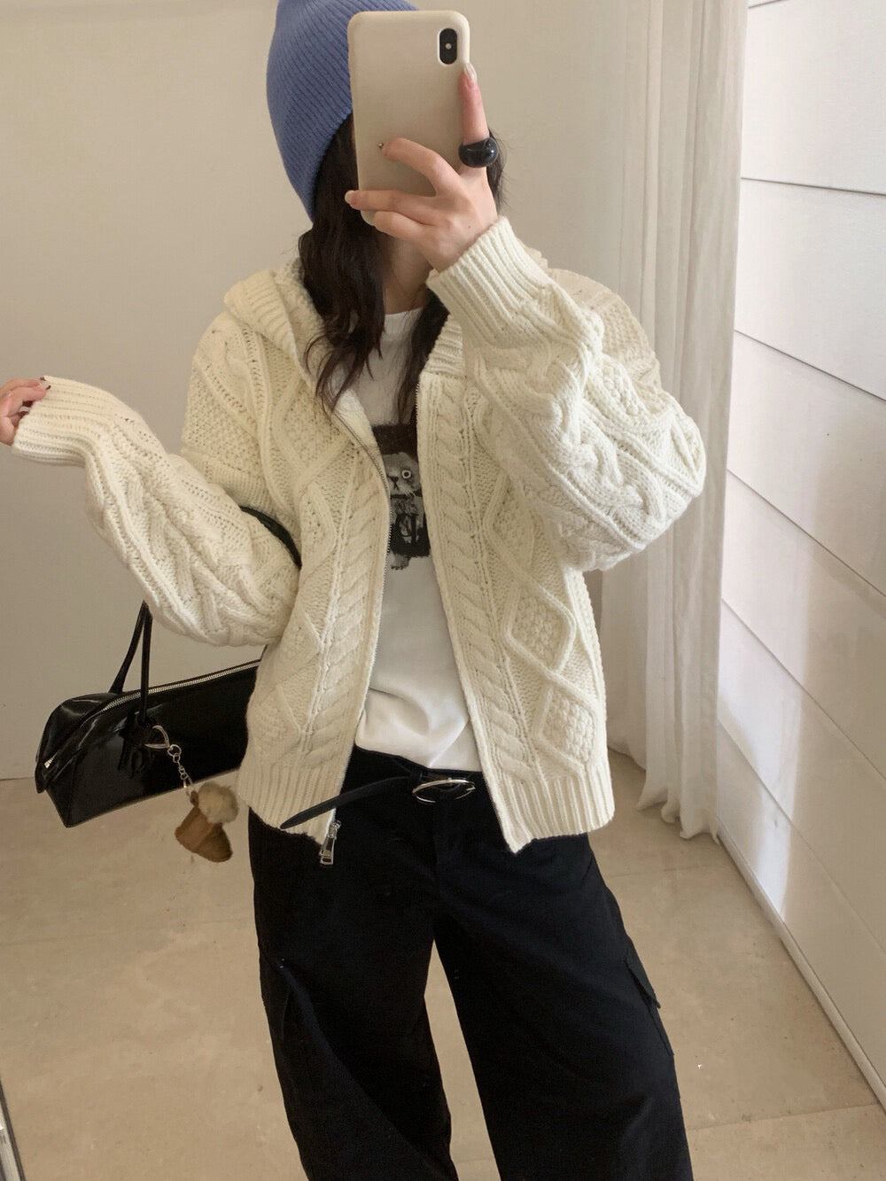 // 重工麻花上下拉鍊連帽CD