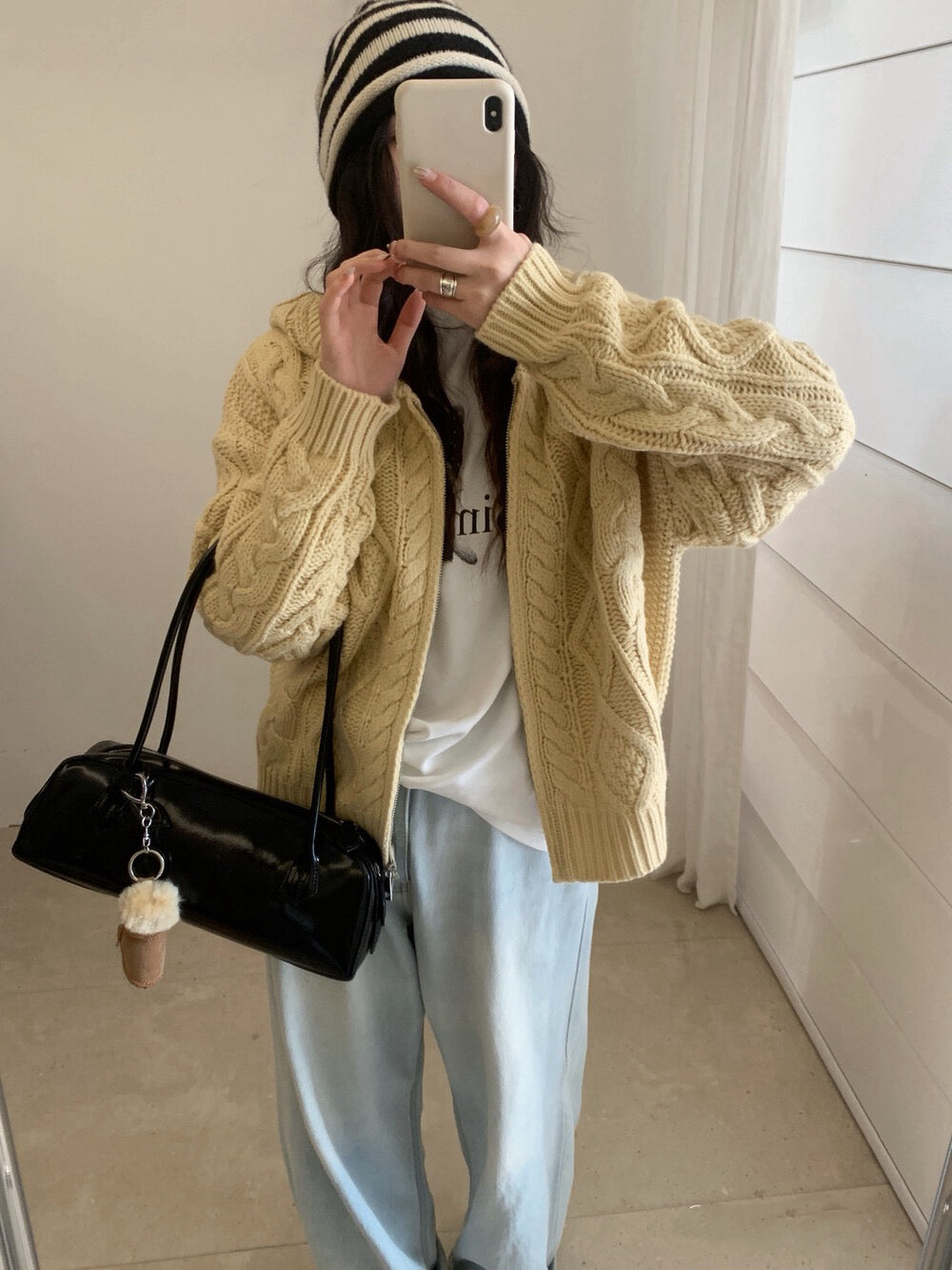 // 重工麻花上下拉鍊連帽CD