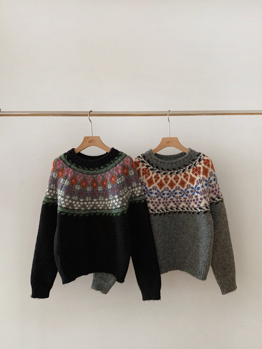 // 配色超美的復古圖案毛衣
