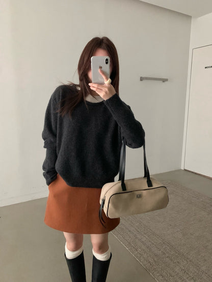 // 100%羊毛撞色假兩件毛衣