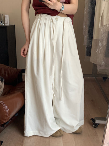 // 壓褶超遮肉橡筋腰連褲帶休閒褲