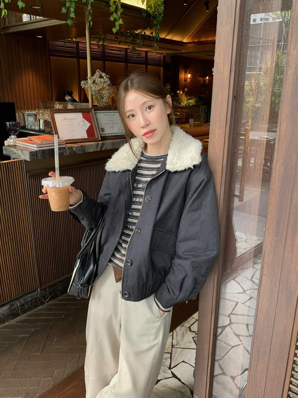 // 帥帥毛毛領夾棉飛行外套