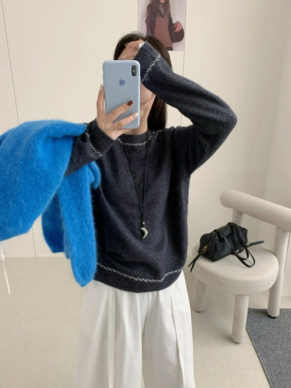 // 撞色穿插邊設計12%兔毛NT