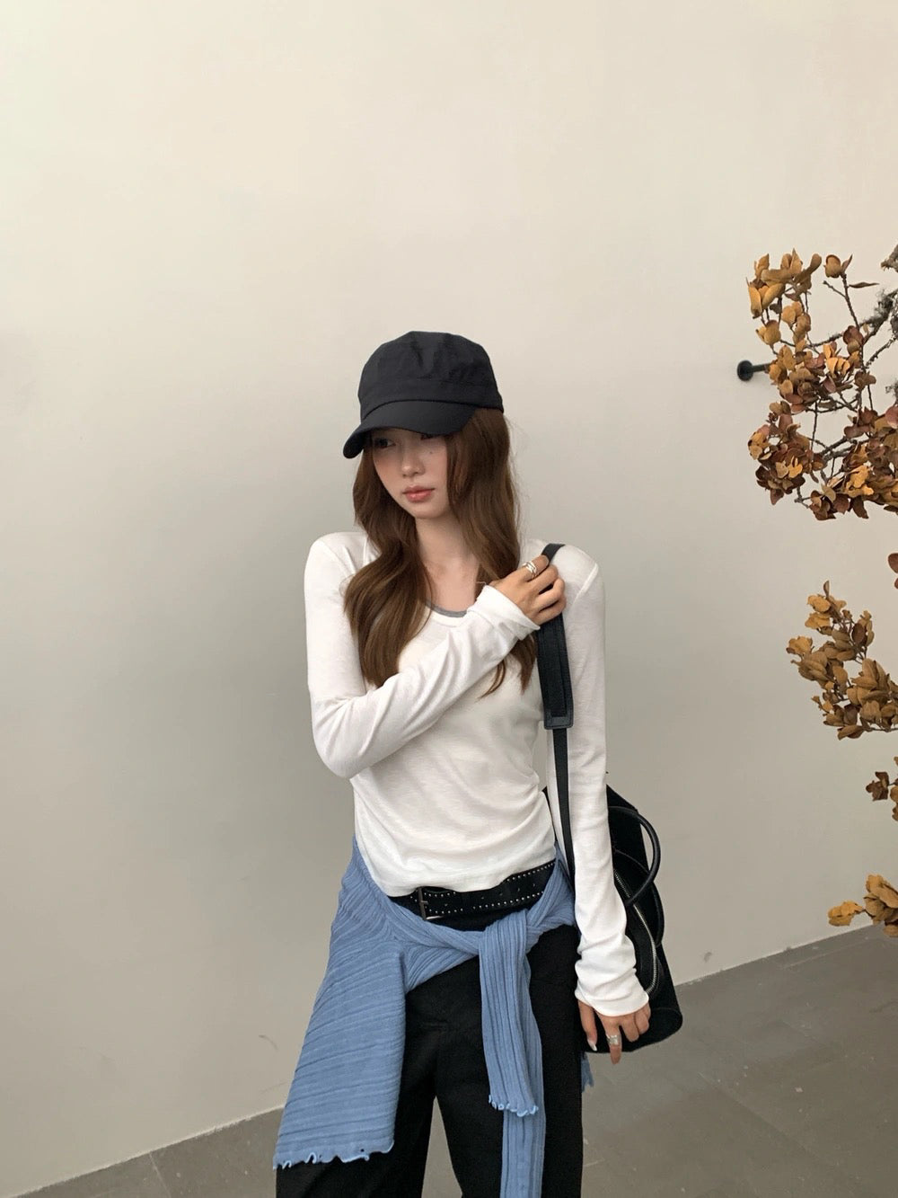 B118 / 超親膚莫代爾棉撞色領側打褶TEE