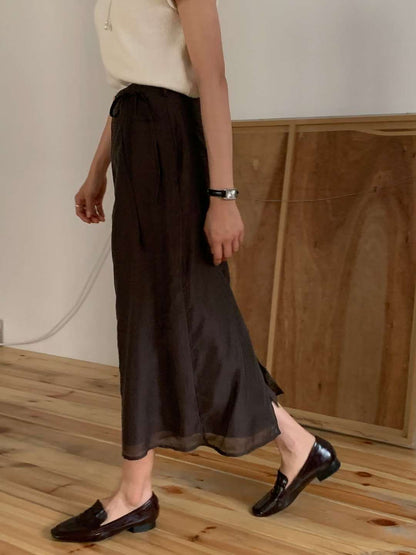 // 雙層lace後開叉連腰繩SK