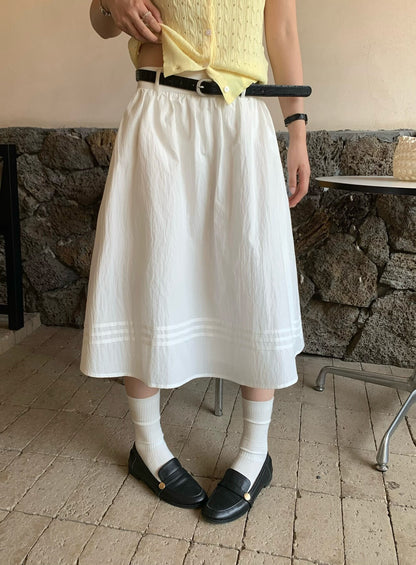 // 壓褶details裙腳五分傘裙(連腰帶)