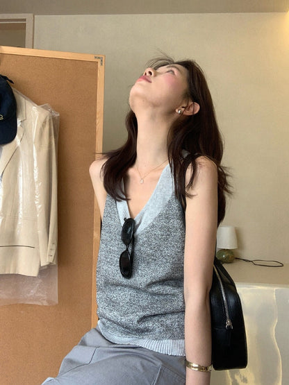 // 真兩件可拆開背心+吊帶撞色套裝