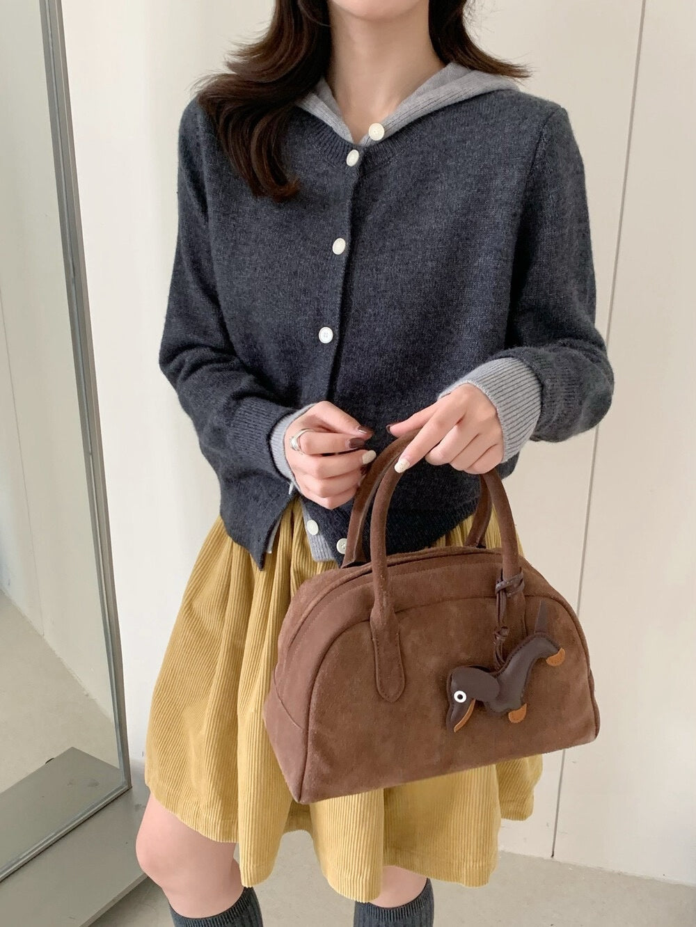 // 超美配色假兩件連帽外套NT