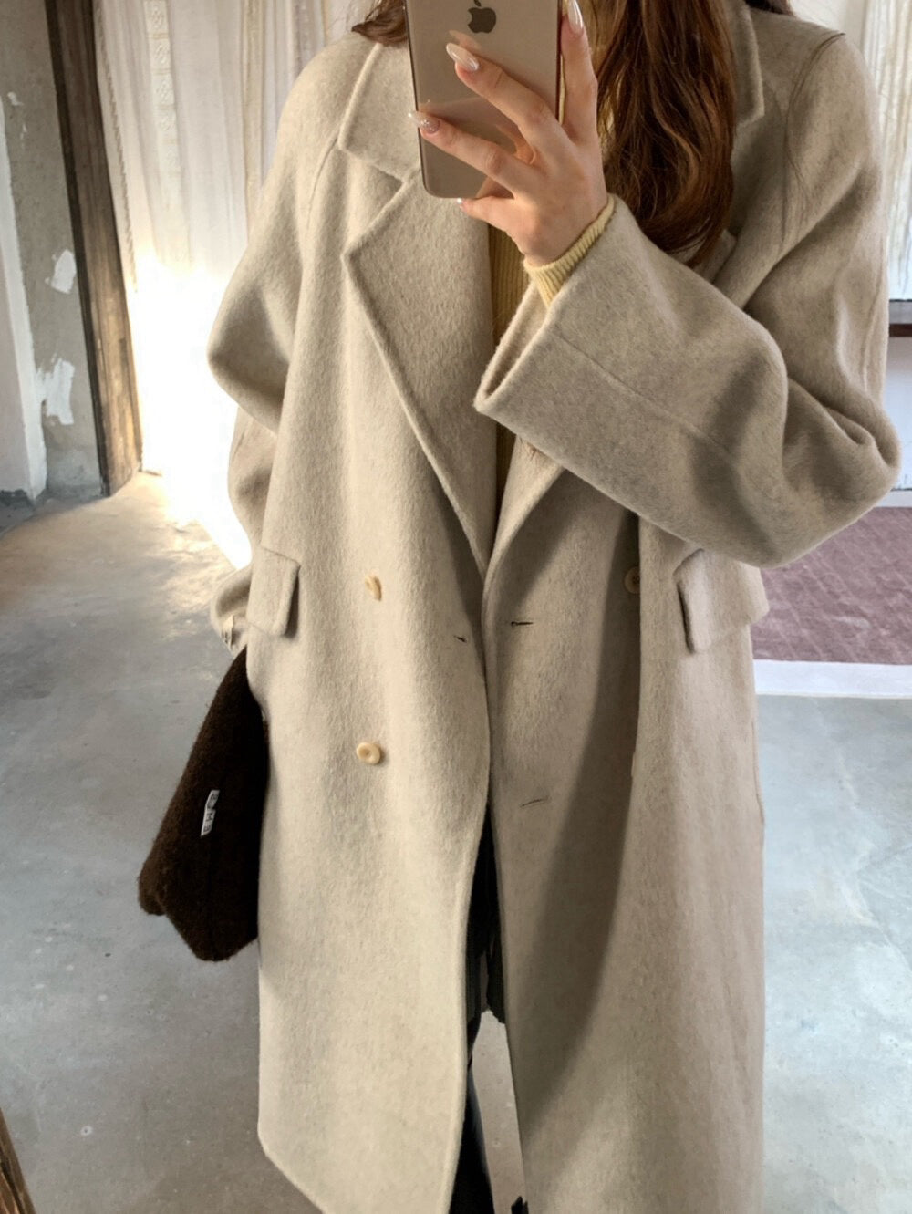 // 10%駱駝絨+90%羊毛超高質法式雙排扣手工外套