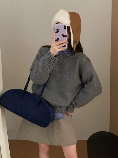 // 菱格織紋高級感圓領NT