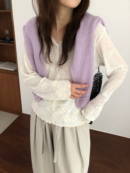 B04 / 精緻刺繡下擺法式上衣