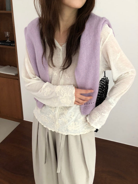 B04 / 精緻刺繡下擺法式上衣