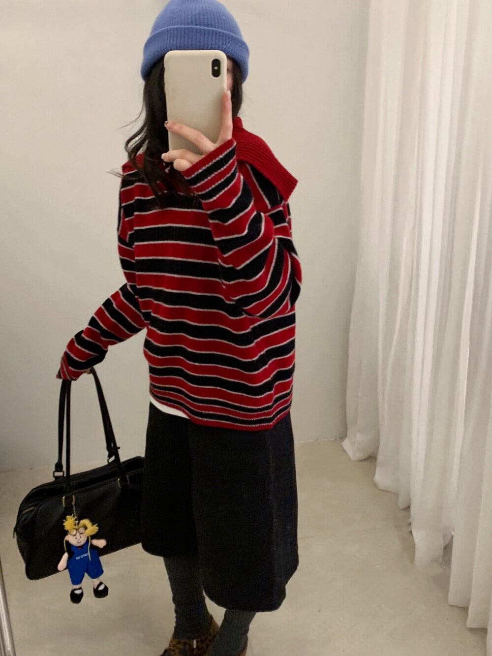 // 100%羊毛可拆領子柔軟間條NT