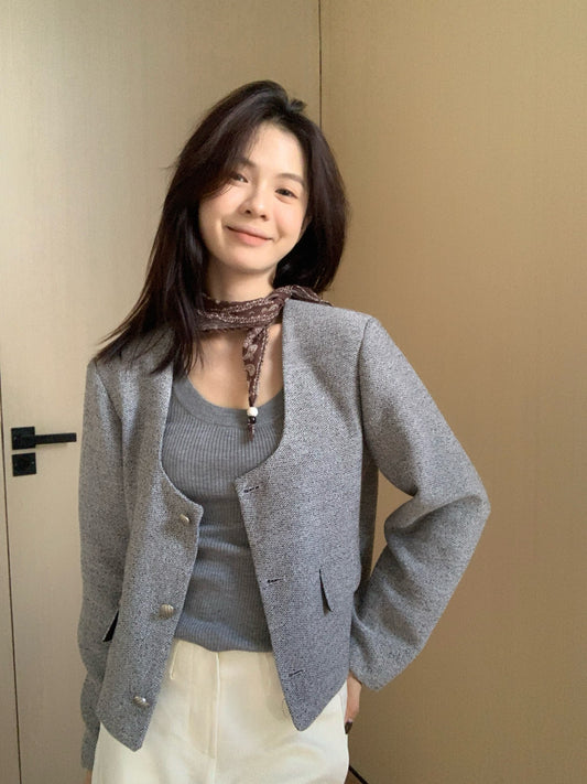 // 高質大U領顯瘦tweed JK