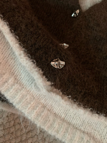 // 10%wool質感不規則鈕扣假兩件毛衣