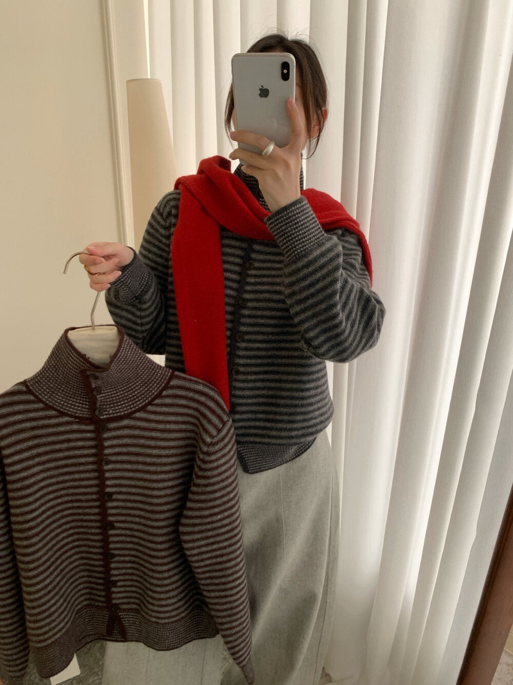 // 30%raccoon拼粗幼間條可立領CD