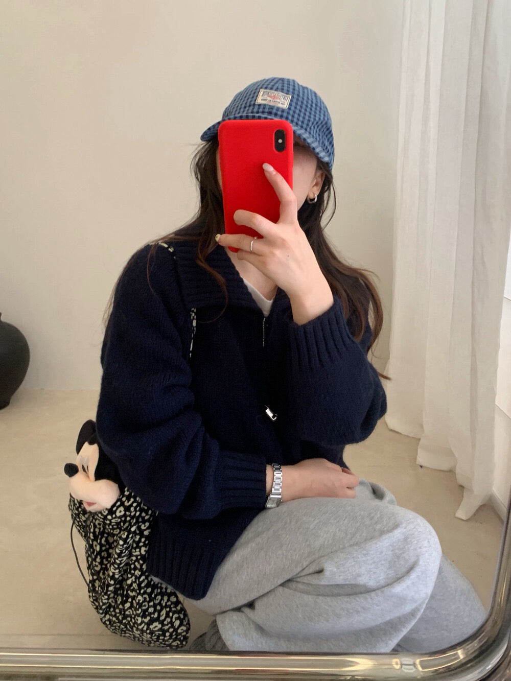 // 直坑紋大翻領上下拉鍊落肩CD