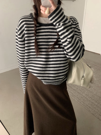 // 100%羊毛撞色假兩件毛衣