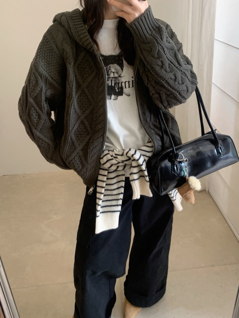 // 重工麻花上下拉鍊連帽CD