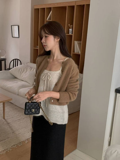 // 可單穿特別織紋針織小吊帶