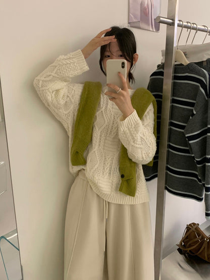 // 35%wool麻花紋慵懶毛衣