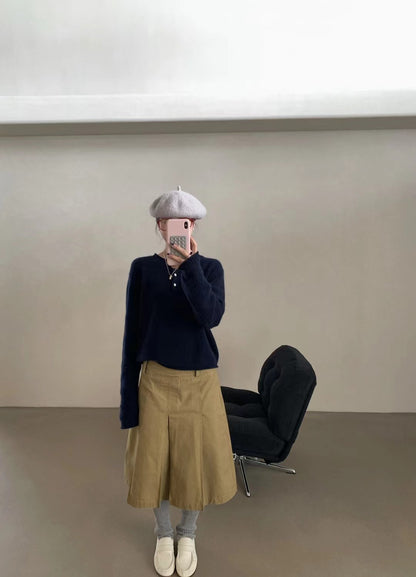 // 三粒鈕卷邊raccoon+wool NT