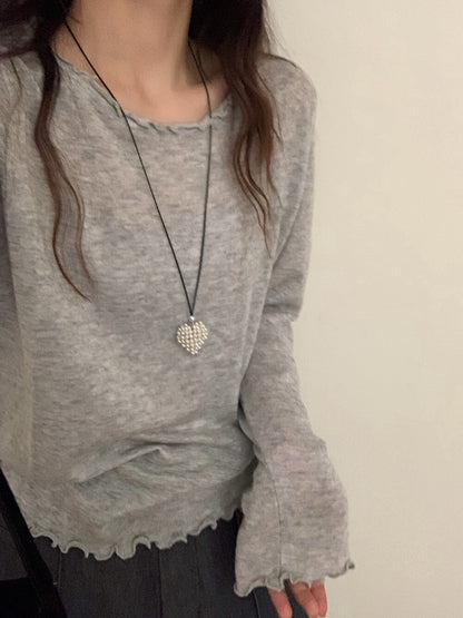 // 5%fine wool超親膚大彈性木耳邊TEE