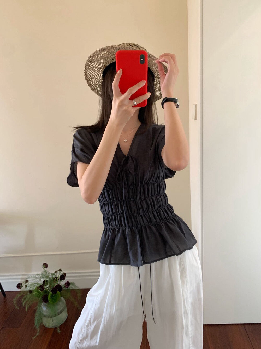 B47 / 超顯瘦修腰遮肩袖BL