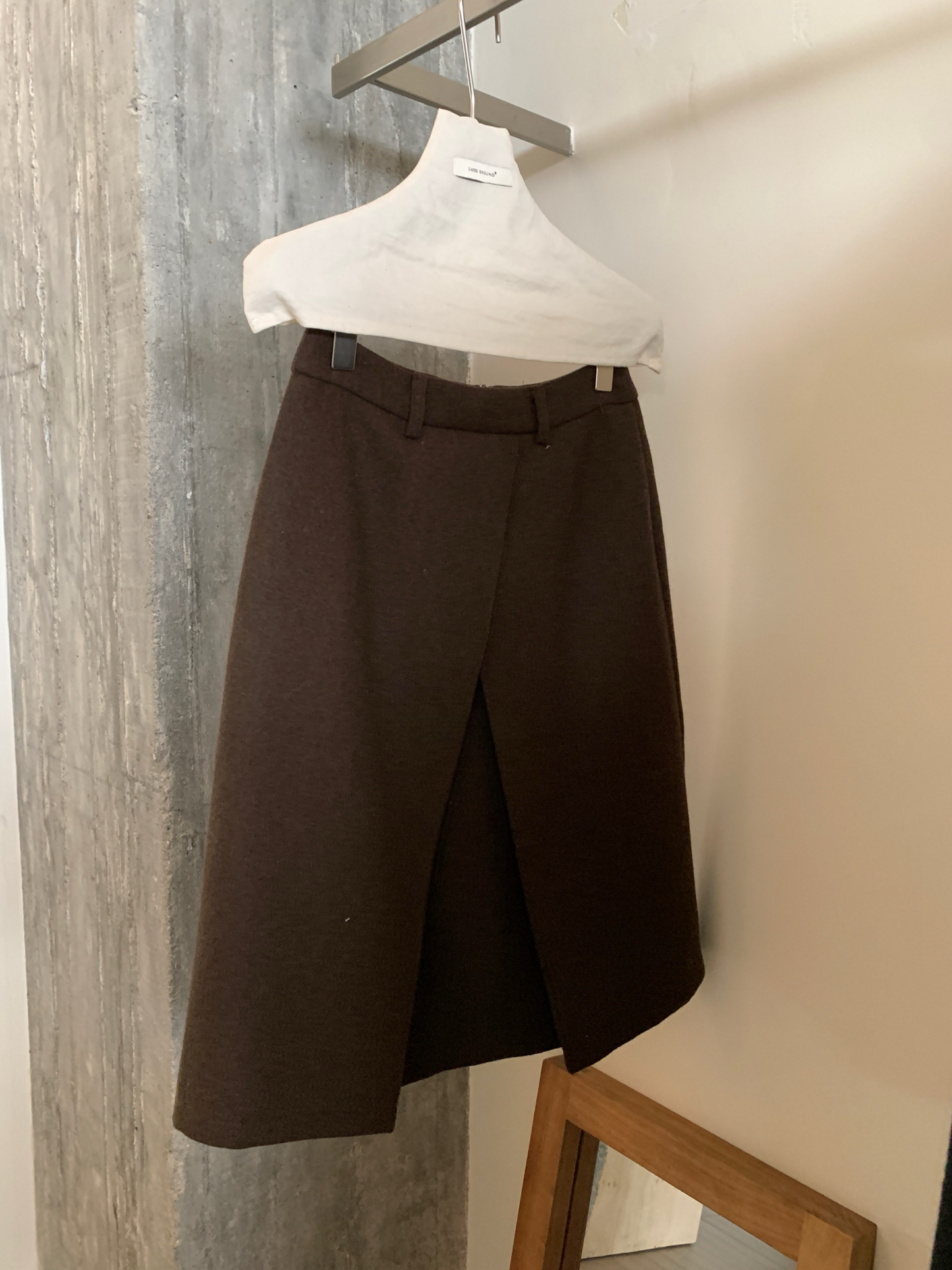 // 45%wool交叉不規則毛呢裙