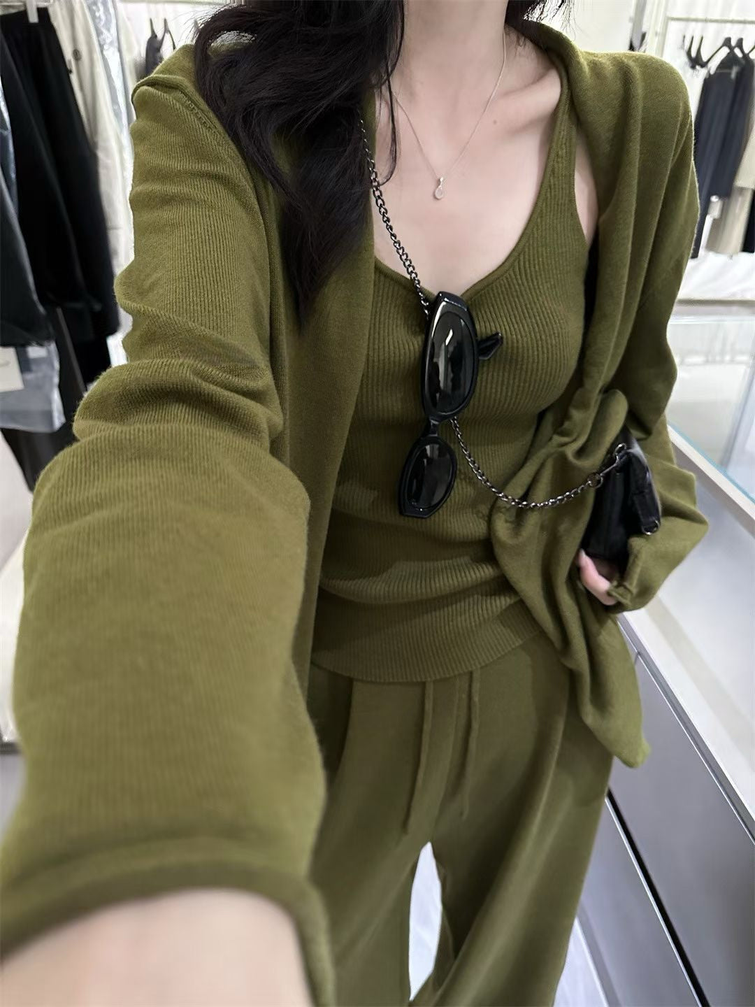 // 超氣質背心+外套+褲三件套