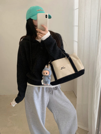 // 100%wool半鈕扣連帽NT